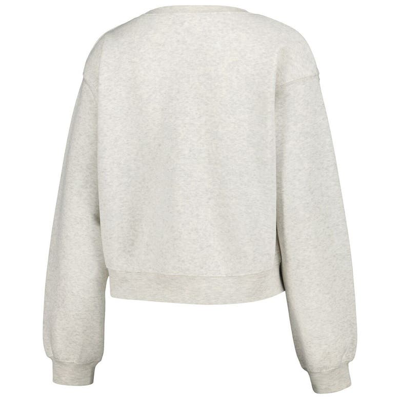 Zoozatz Oatmeal Michigan Wolverines Core Chenille Cropped Pullover Sweatshirt In Oatmeal
