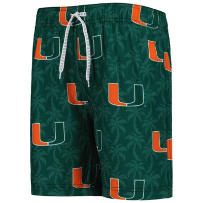 Shop Wes & Willy Youth   Green Miami Hurricanes Palm Tree Swim Shorts