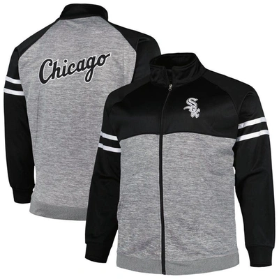 Shop Profile Black/heather Gray Chicago White Sox Big & Tall Raglan Full-zip Track Jacket