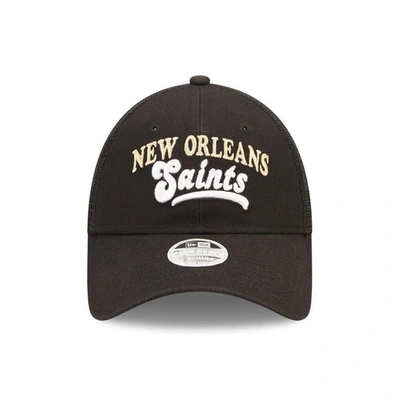 Shop New Era Black New Orleans Saints Team Trucker 9forty Snapback Hat