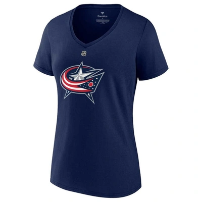 Shop Fanatics Branded Johnny Gaudreau Navy Columbus Blue Jackets Authentic Stack Name & Number V-neck T-s