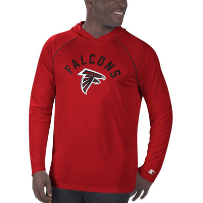 Shop Starter Red Atlanta Falcons Raglan Long Sleeve Hoodie T-shirt