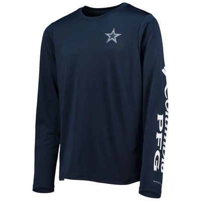 Shop Columbia Youth  Navy/white Dallas Cowboys Terminal Tackle Omni-shade Long Sleeve T-shirt