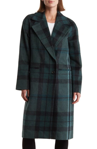 Shop Avec Les Filles Walker Longline Coat In Green Plaid