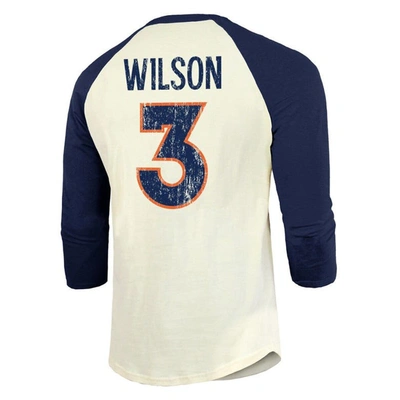 Shop Majestic Threads Russell Wilson Cream/navy Denver Broncos Vintage Player Name & Number Raglan 3/4-sl