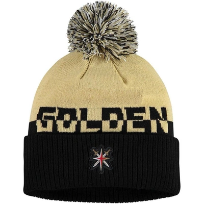 Shop Adidas Originals Adidas Gold/black Vegas Golden Knights Cold.rdy Cuffed Knit Hat With Pom
