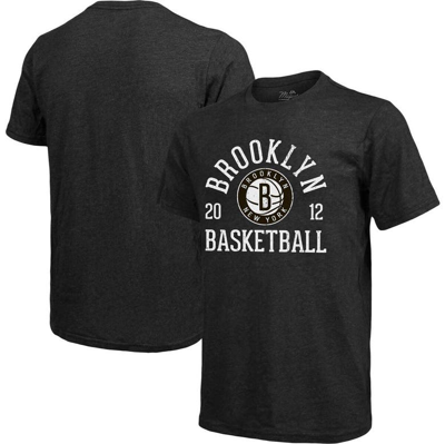 Shop Majestic Threads Heathered Black Brooklyn Nets Ball Hog Tri-blend T-shirt In Heather Black