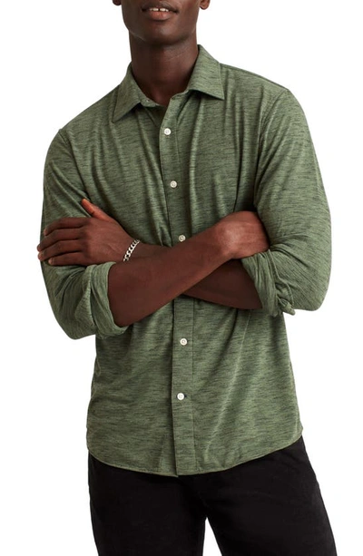 Shop Bonobos Everyday Slim Fit Knit Button-up Shirt In Lever Space Dye Olive