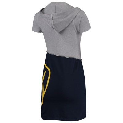 Shop Refried Apparel Heathered Gray/navy Milwaukee Brewers Hoodie Dress In Heather Gray
