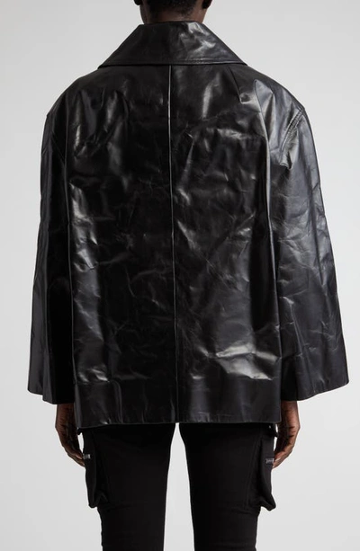 Shop Rick Owens Luxor Drella Crop Leather Jacket In Black