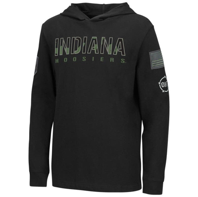 Shop Colosseum Youth  Black Indiana Hoosiers Oht Military Appreciation Tango Long Sleeve Hoodie T-shirt