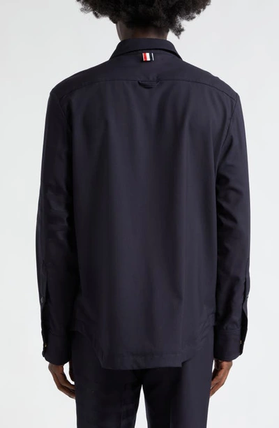 Shop Thom Browne Four-bar Slim Fit Wool Shirt In Dark Blue