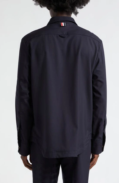 Thom Browne 4-bar Shirt In Light Wool In Dark Blue