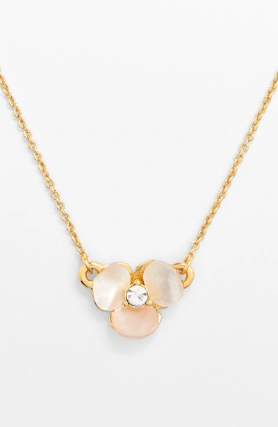 Shop Kate Spade Disco Pansy Pendant Necklace In Cream/ Clear/ Gold