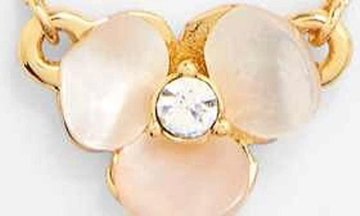Shop Kate Spade Disco Pansy Pendant Necklace In Cream/ Clear/ Gold