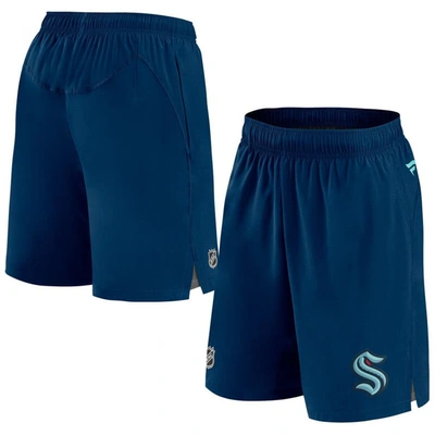 Shop Fanatics Branded Deep Sea Blue Seattle Kraken Authentic Pro Rink Shorts In Navy