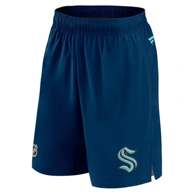 Shop Fanatics Branded Deep Sea Blue Seattle Kraken Authentic Pro Rink Shorts In Navy