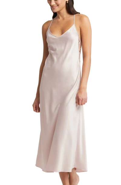 Shop Rya Collection Embroidered Long Chemise In Sepia Rose