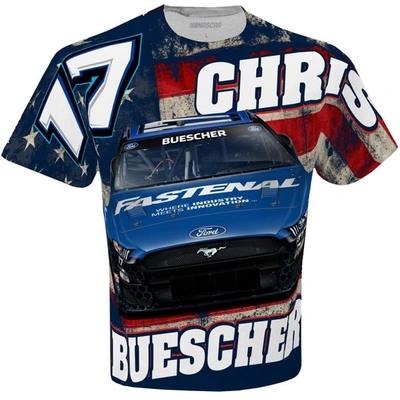 Shop Checkered Flag White Chris Buescher Fastenal Sublimated Patriotic Total Print T-shirt