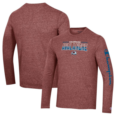 Shop Champion Heather Burgundy Colorado Avalanche Tri-blend Long Sleeve T-shirt