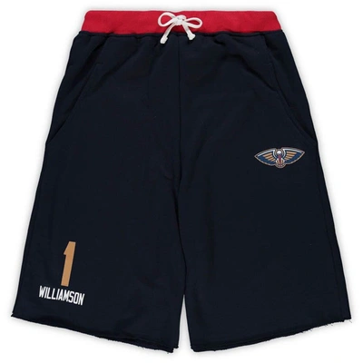 Shop Majestic Zion Williamson Navy New Orleans Pelicans Big & Tall French Terry Name & Number Shorts