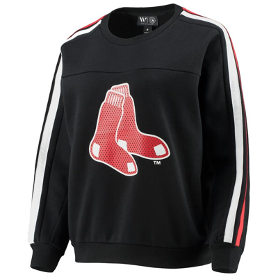 Shop The Wild Collective Black Boston Red Sox Perforated Logo Pullover Sweatshirt