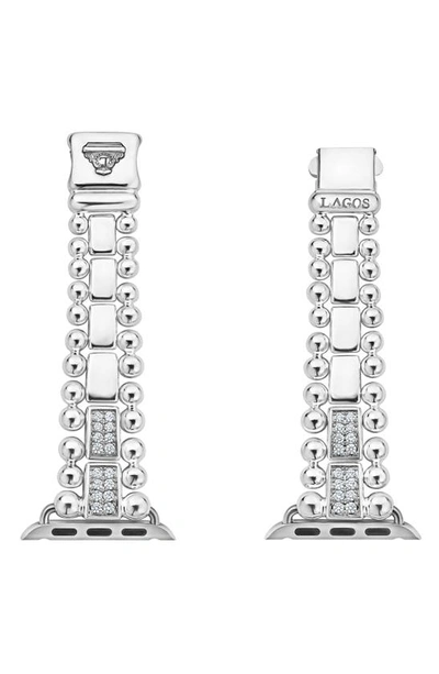 Shop Lagos Smart Caviar Diamond Apple Watch® Watchband In Silver/ Diamond