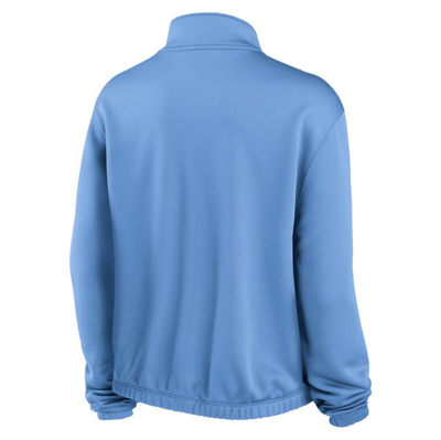 Shop Nike Light Blue Minnesota Twins Rewind Splice Half-zip Semi-cropped Bubble Hem Sweatshirt
