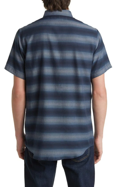 Shop Travismathew A Okay Stripe Short Sleeve Button-up Shirt In Total Eclipse