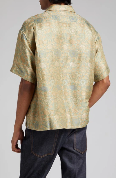Shop Visvim Copa Floral Jacquard Silk Blend Camp Shirt In Light Green