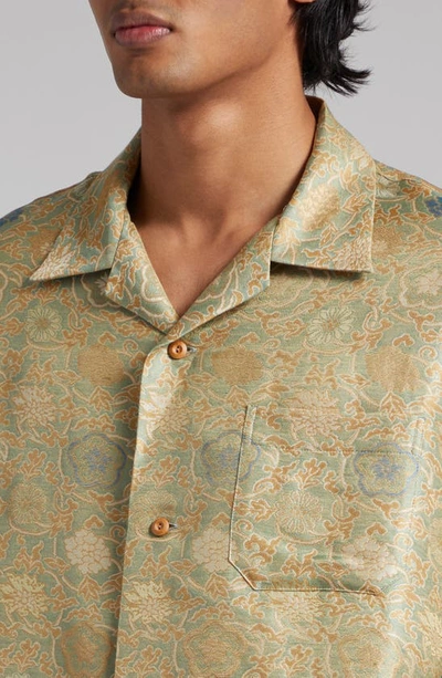 Shop Visvim Copa Floral Jacquard Silk Blend Camp Shirt In Light Green