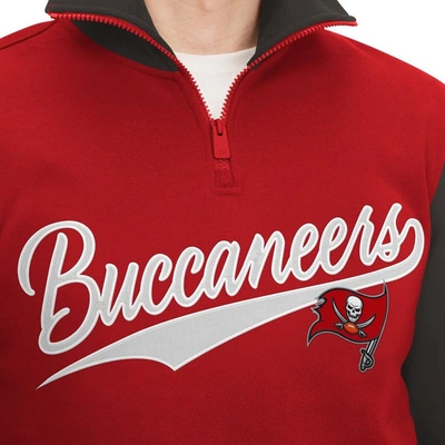 Shop Tommy Hilfiger Red/pewter Tampa Bay Buccaneers Aiden Quarter-zip Sweatshirt
