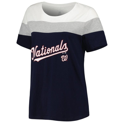 Shop Profile Navy/heather Gray Washington Nationals Plus Size Colorblock T-shirt