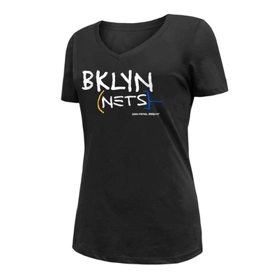 Shop New Era Black Brooklyn Nets 2022/23 City Edition V-neck T-shirt