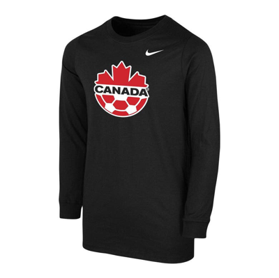 Shop Nike Youth  Black Canada Soccer Core Long Sleeve T-shirt