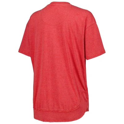 Shop Pressbox Heather Red Wisconsin Badgers Vintage Wash Poncho Captain T-shirt