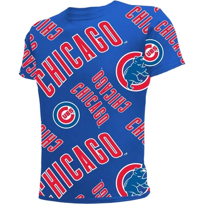 Shop Stitches Youth  Royal Chicago Cubs Allover Team T-shirt