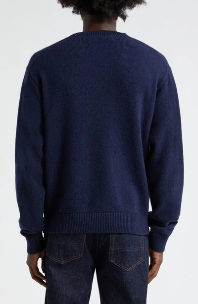 Shop The Elder Statesman Simple Crewneck Cashmere Sweater In Navy