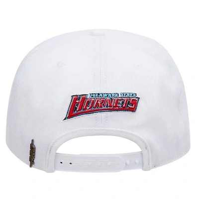 Shop Pro Standard White Delaware State Hornets Mascot Evergreen Wool Snapback Hat