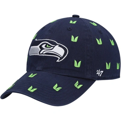 Shop 47 ' College Navy Seattle Seahawks Confetti Clean Up Adjustable Hat