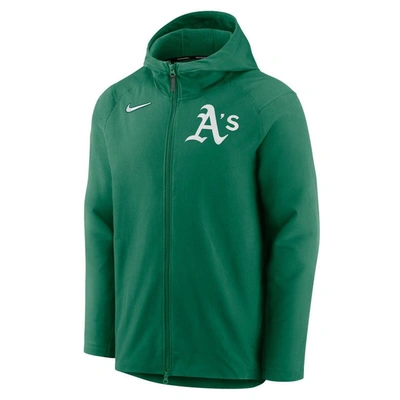 Shop Nike Kelly Green Oakland Athletics Authentic Collection Performance Raglan Full-zip Hoodie