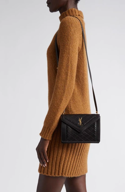 Shop Saint Laurent Gaby Quilted Leather Shoulder Bag In Nero