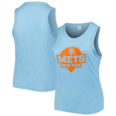 Shop Soft As A Grape Light Blue New York Mets Plus Size High Neck Tri-blend Tank Top