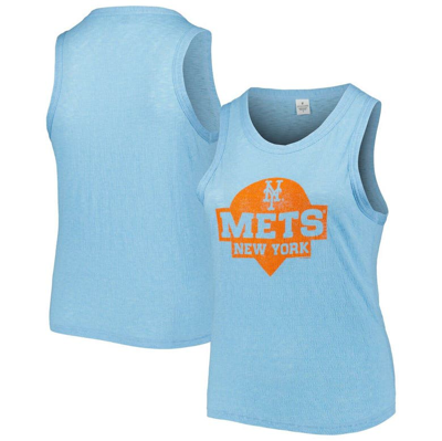 Soft As A Grape Light Blue New York Mets Plus Size High Neck Tri-blend Tank Top In Light Blue