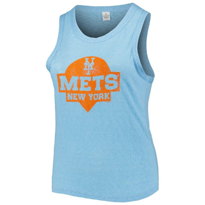 Soft As A Grape Light Blue New York Mets Plus Size High Neck Tri-blend Tank Top In Light Blue
