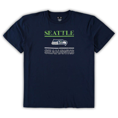 Shop Concepts Sport College Navy Seattle Seahawks Big & Tall Lodge T-shirt And Pants Sleep Set