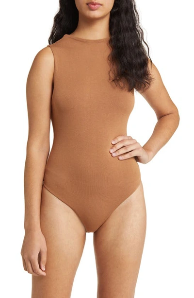 Shop Naked Wardrobe The Nw Sleeveless Bodysuit In Brown Sugar