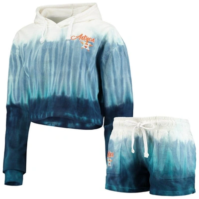 Shop Foco Navy Houston Astros Dip-dye Hoodie T-shirt And Pants Sleep Set