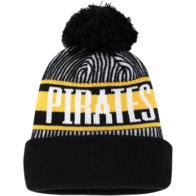 Shop New Era Youth  Black Pittsburgh Pirates Striped Cuffed Knit Hat With Pom