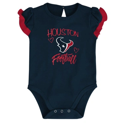 Shop Outerstuff Newborn & Infant Navy/red Houston Texans Too Much Love Two-piece Bodysuit Set In Blue